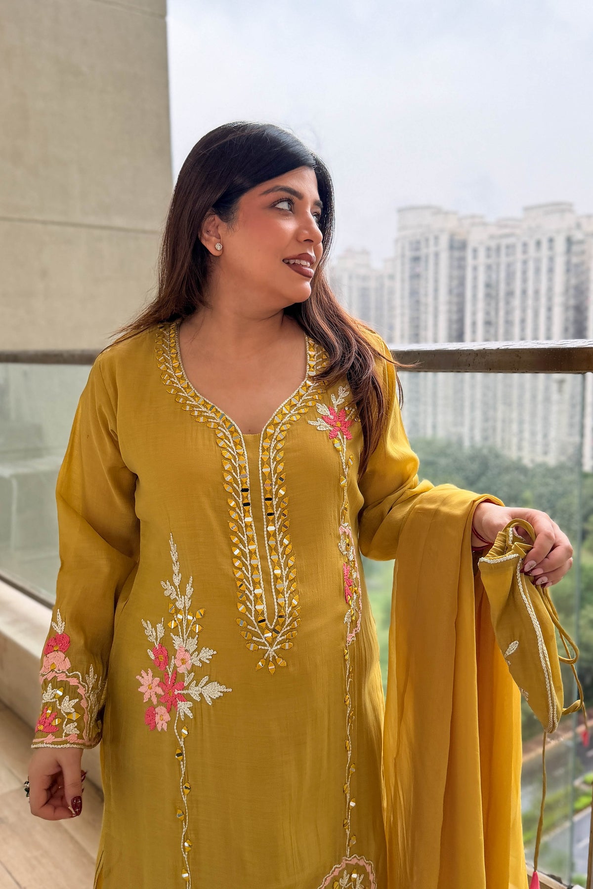 Arjani Floral Embroidered Long Suit Set