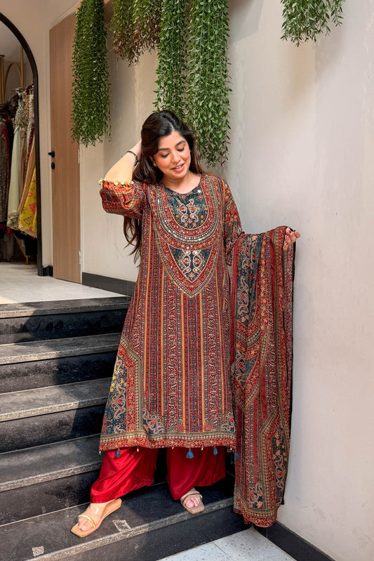 Leena Printed & Embroidered Suit Set