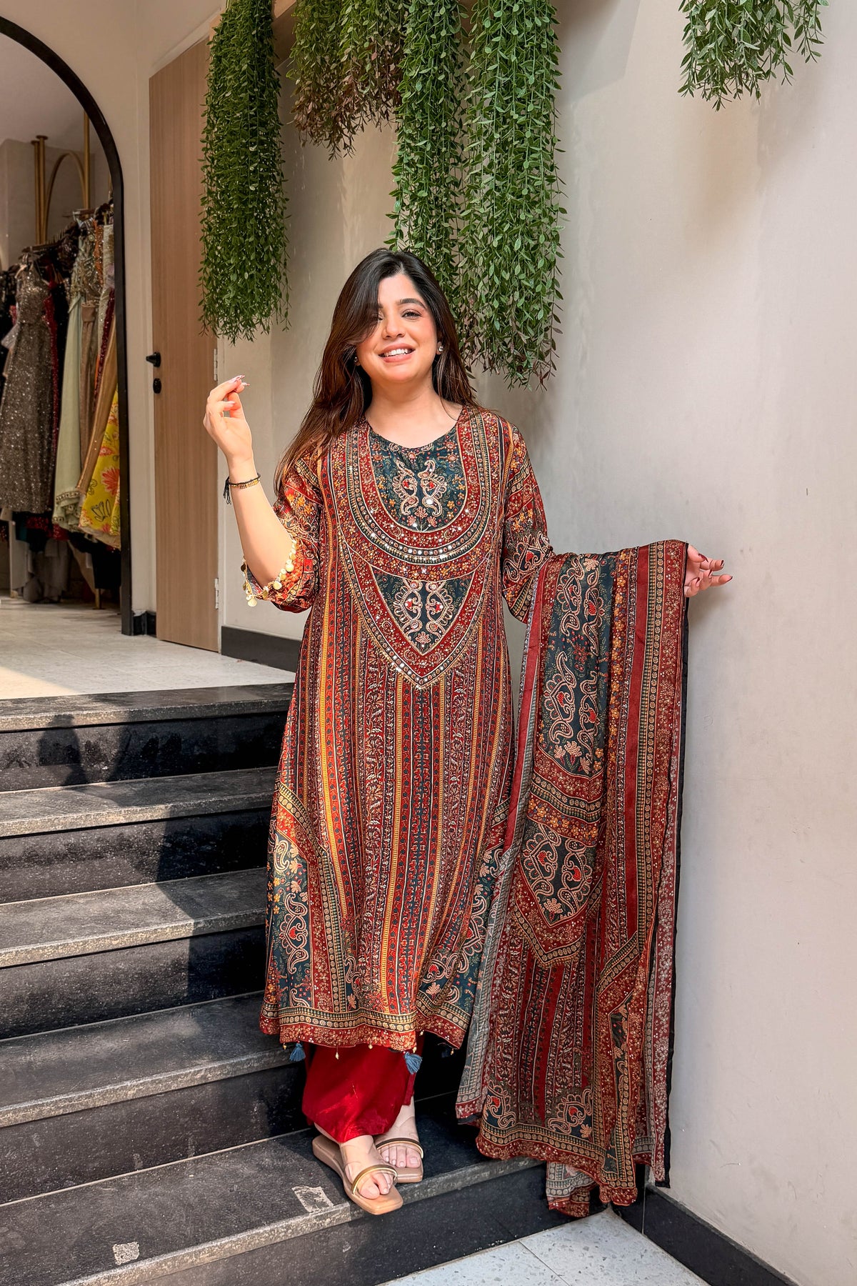 Leena Printed & Embroidered Suit Set