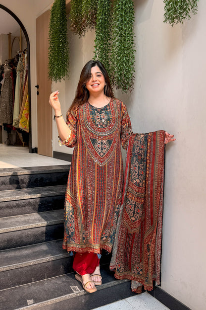 Leena Printed & Embroidered Suit Set