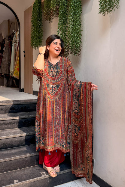 Leena Printed & Embroidered Suit Set