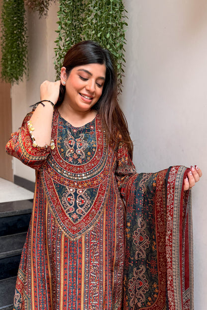 Leena Printed & Embroidered Suit Set