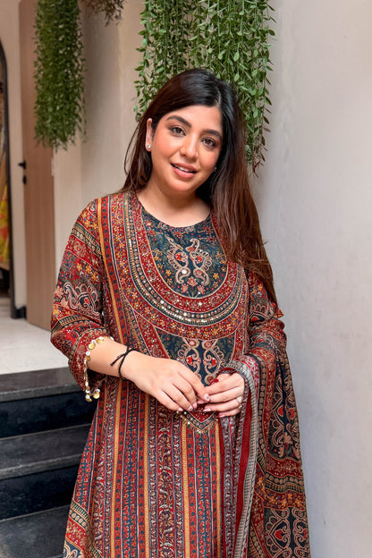 Leena Printed & Embroidered Suit Set