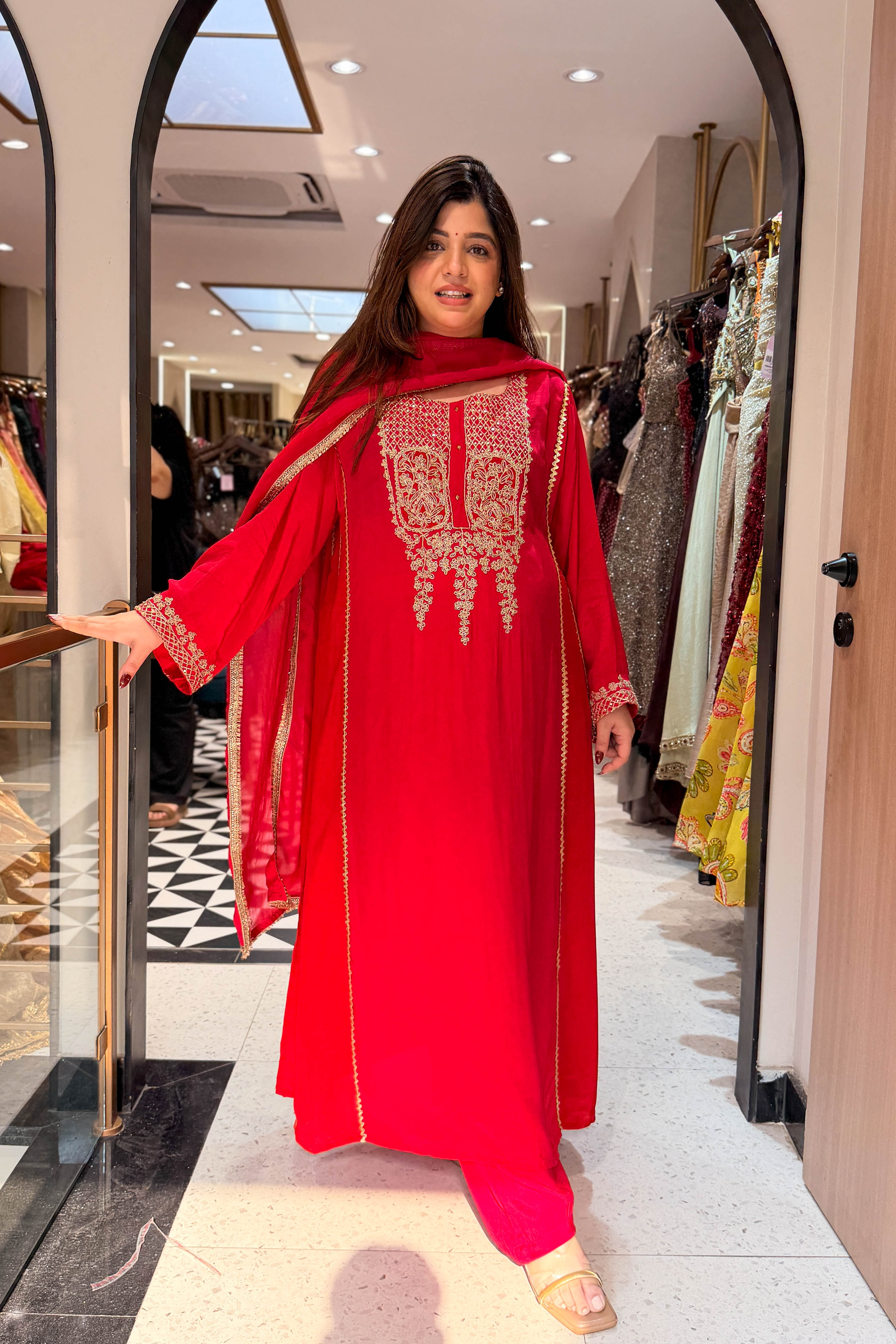 Zarina Embroidered Long Suit Set