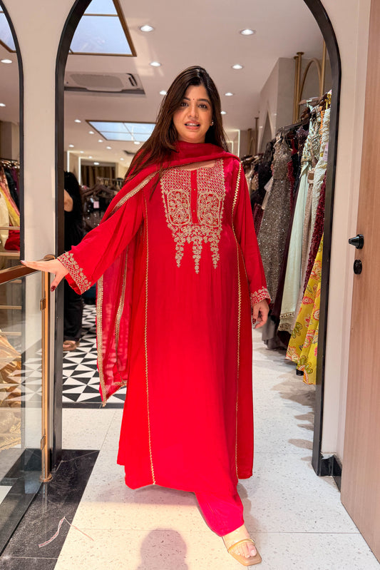 Zarina Embroidered Long Suit Set