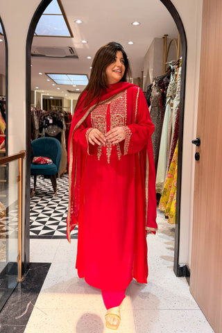 Zarina Embroidered Long Suit Set