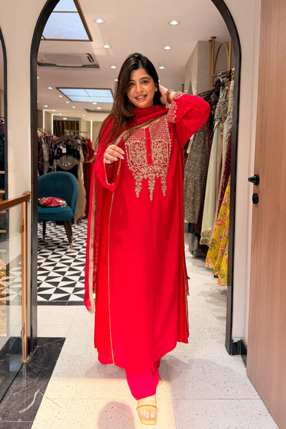 Zarina Embroidered Long Suit Set
