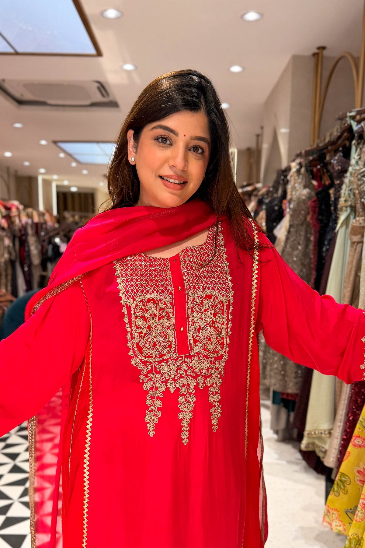 Zarina Embroidered Long Suit Set