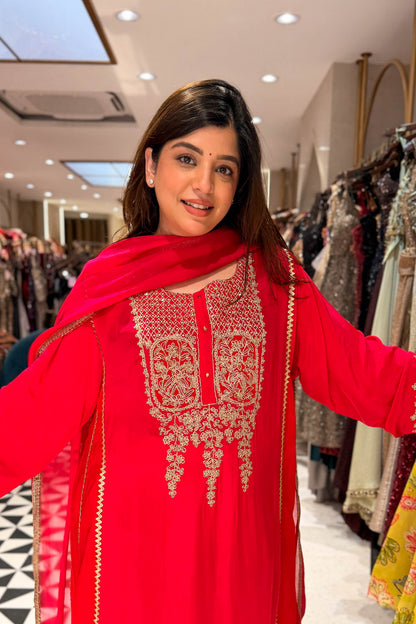 Zarina Embroidered Long Suit Set