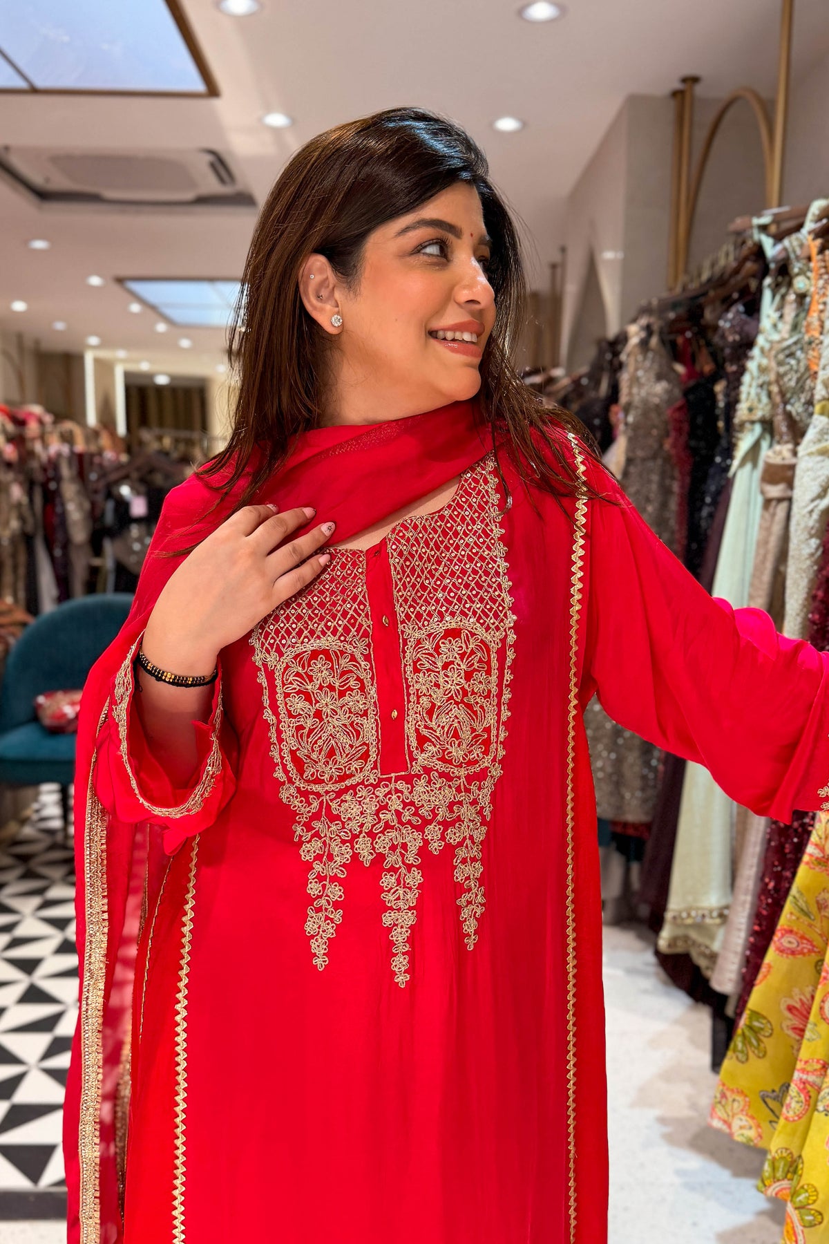 Zarina Embroidered Long Suit Set