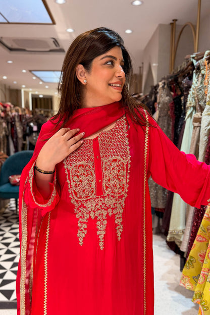 Zarina Embroidered Long Suit Set