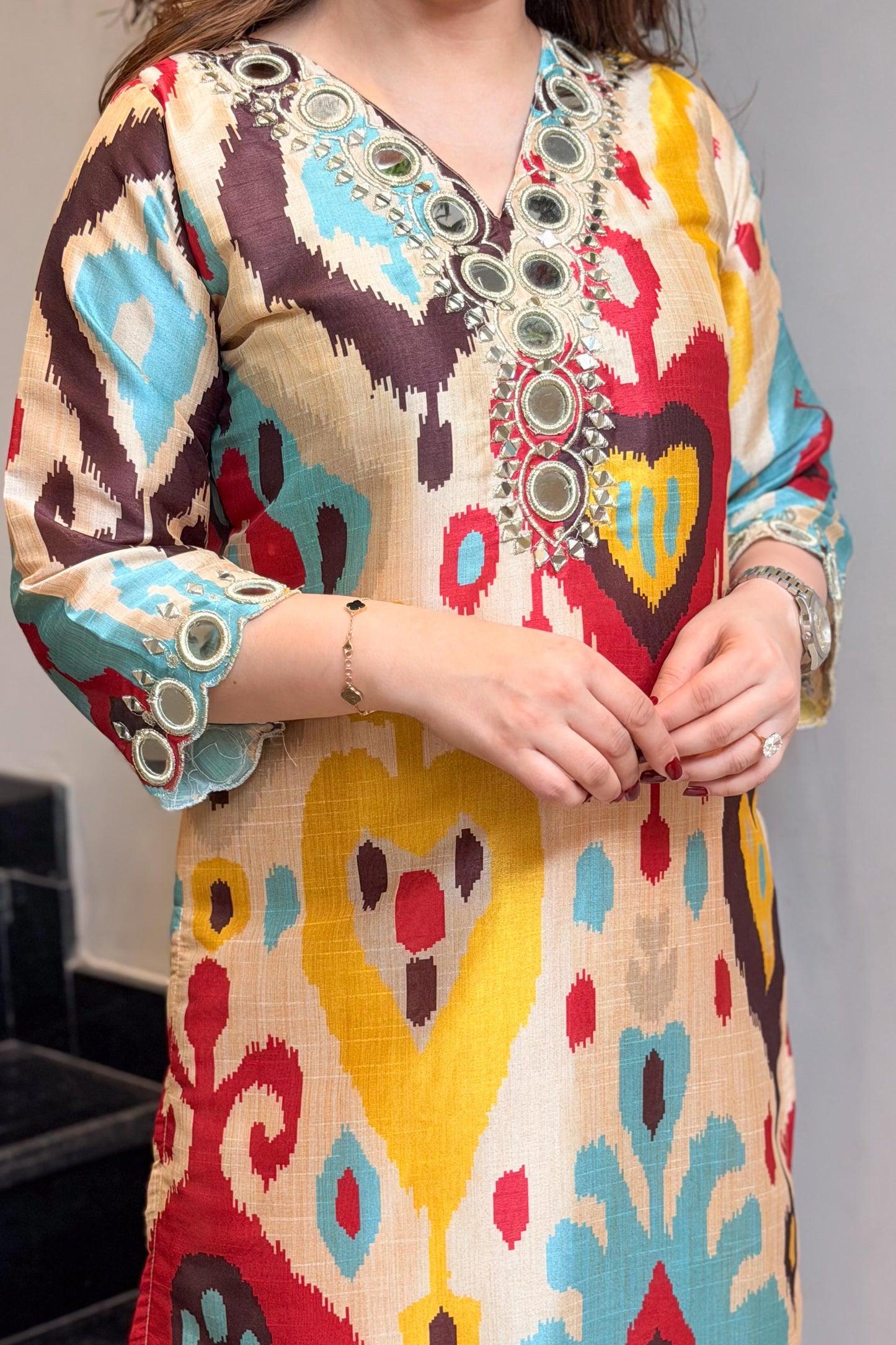 Eti Mirror Work and Printed Co ord Set