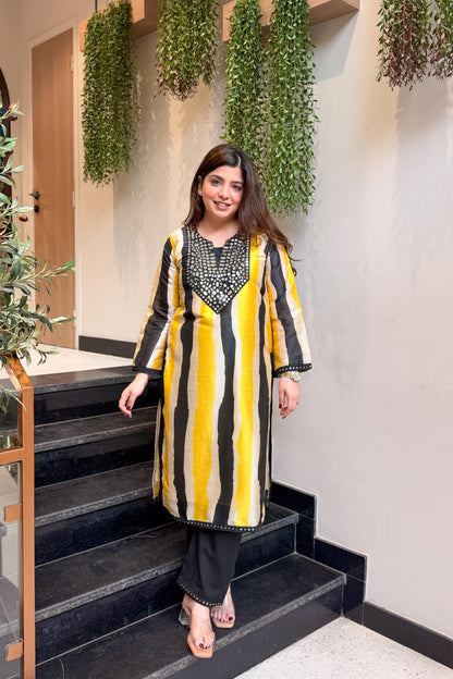 Ishaya Mirror Work and Printed Co ord Set