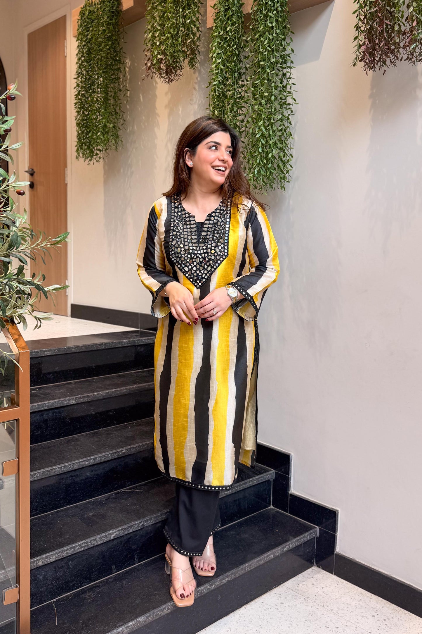 Ishaya Mirror Work and Printed Co ord Set