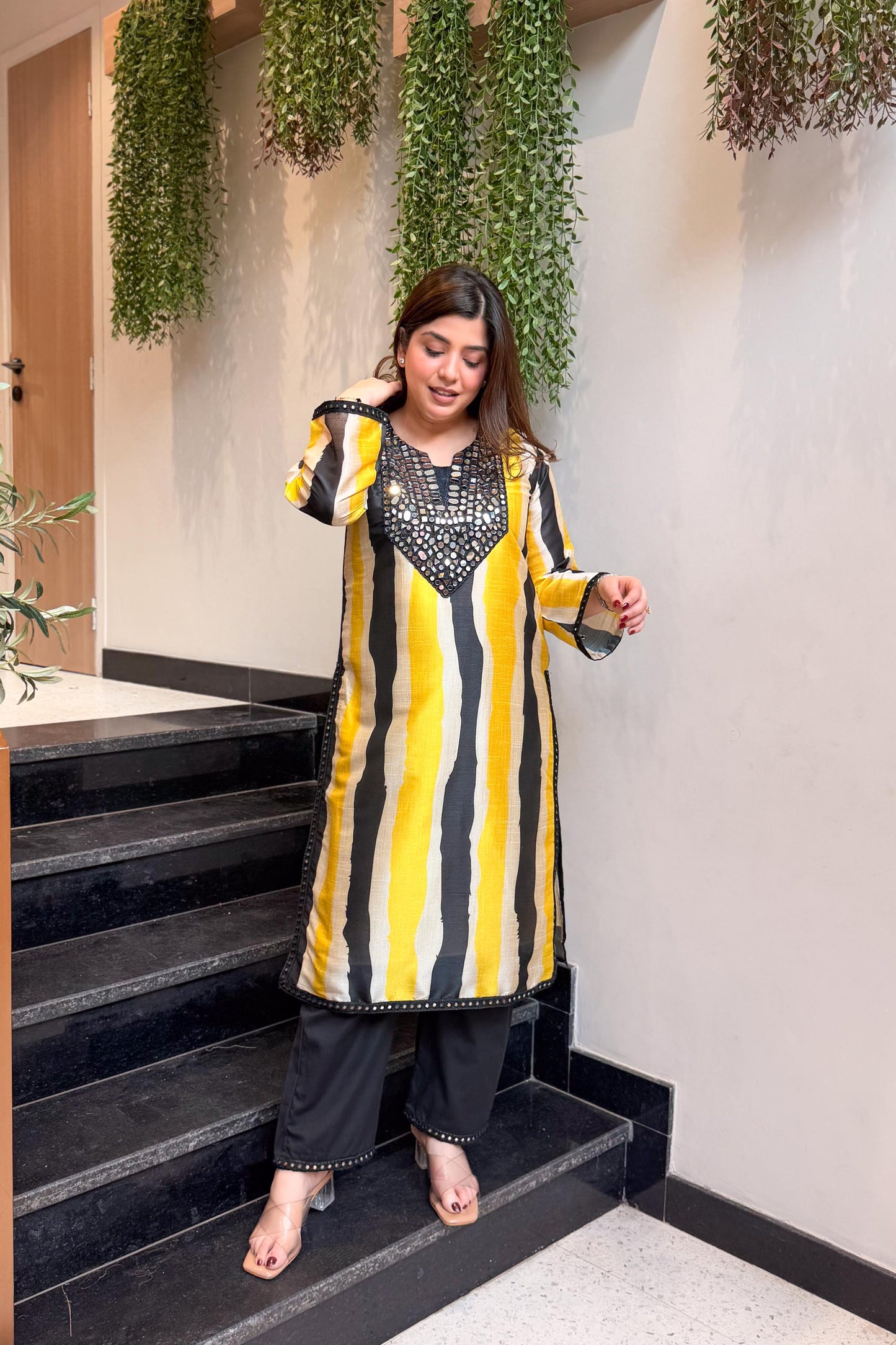 Ishaya Mirror Work and Printed Co ord Set