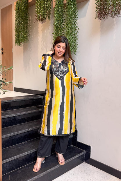 Ishaya Mirror Work and Printed Co ord Set