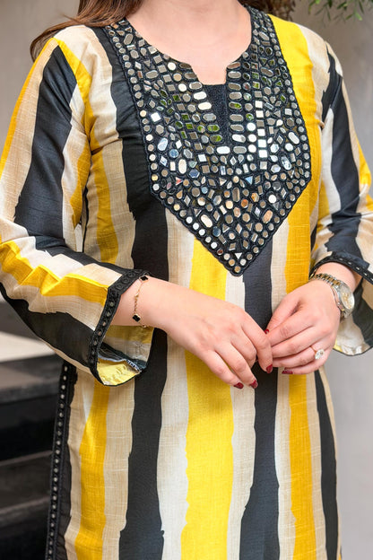Ishaya Mirror Work and Printed Co ord Set