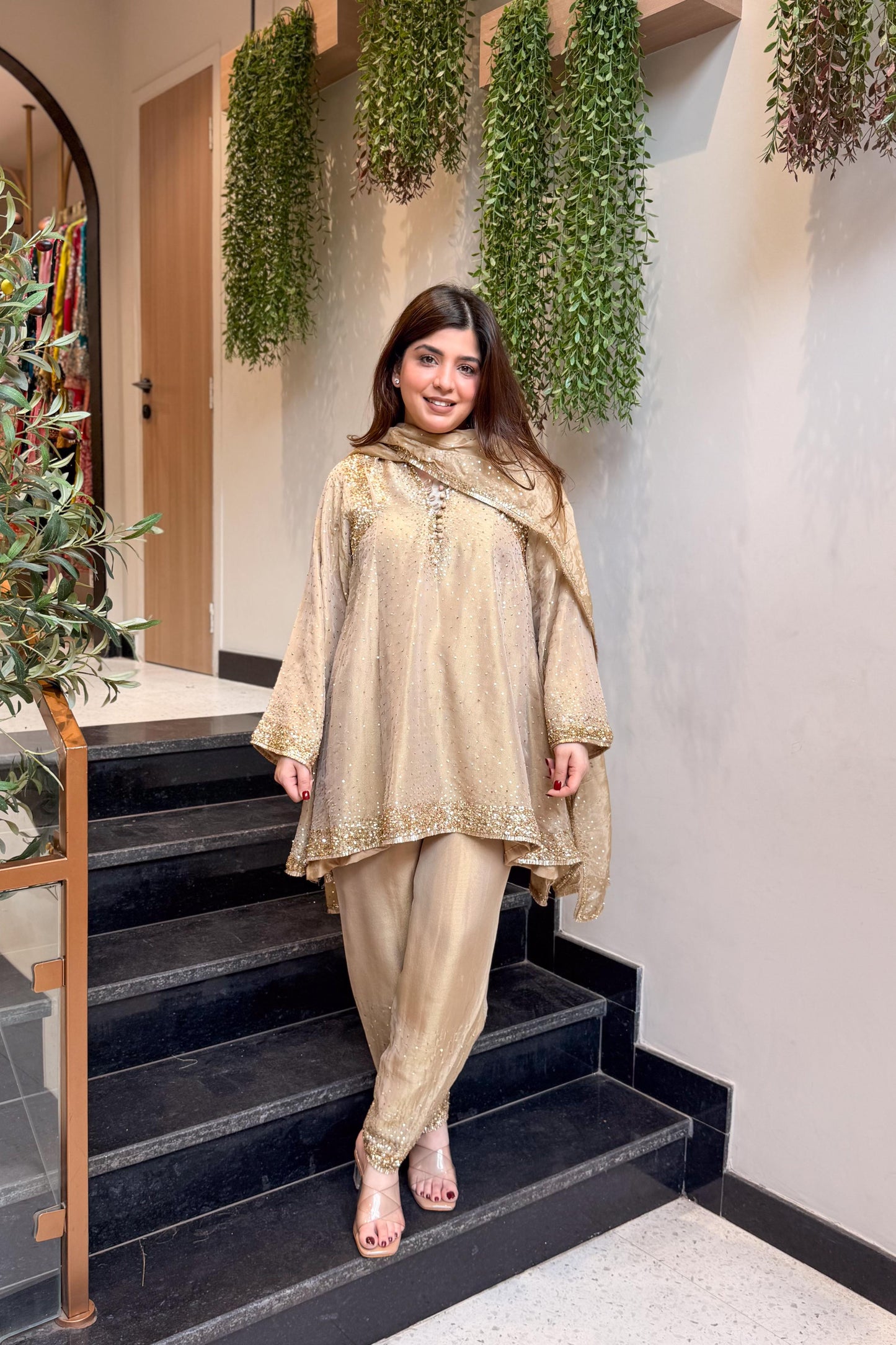 Meheja Hand Embroidered Short Anarkali Set