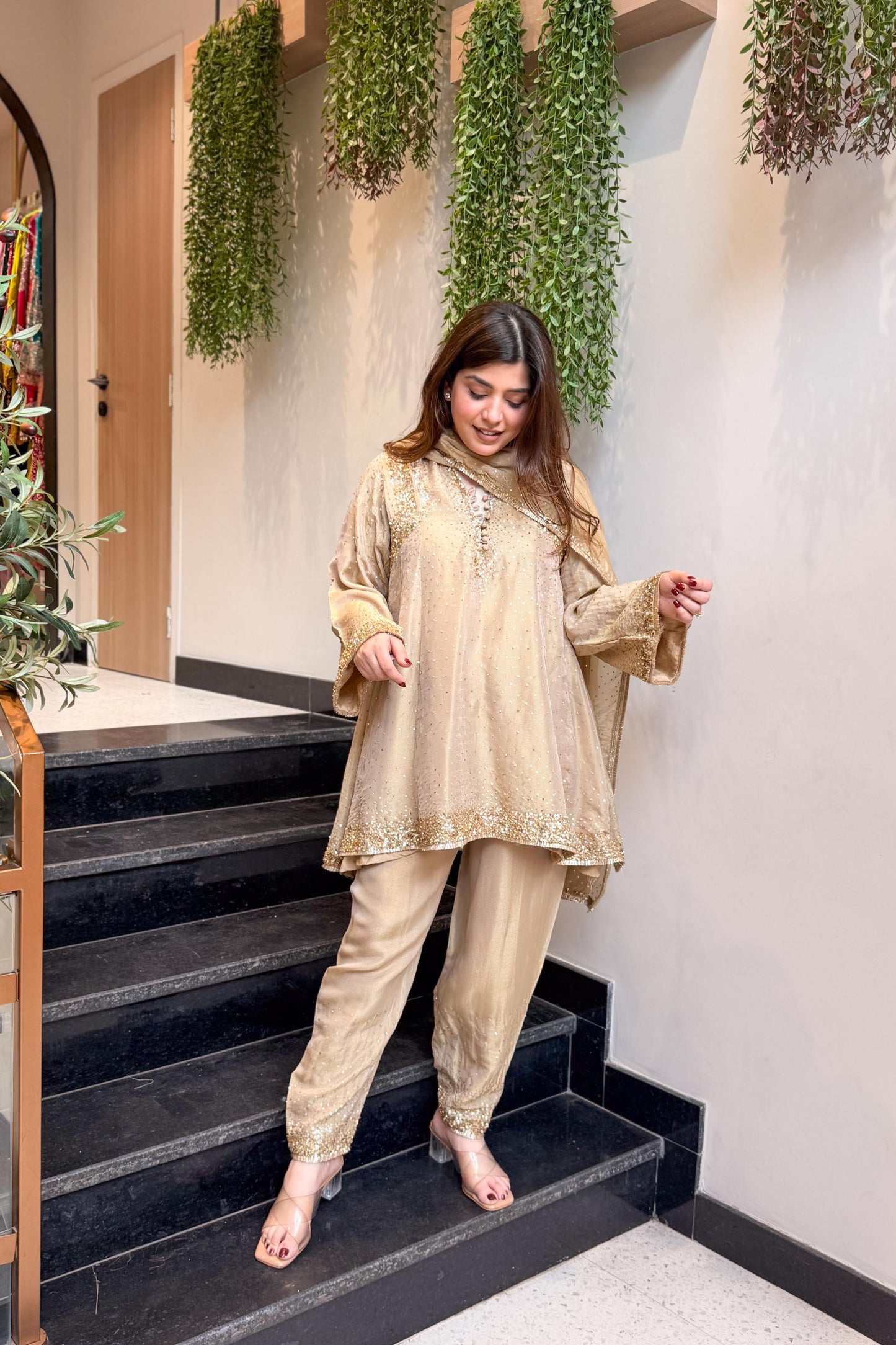 Meheja Hand Embroidered Short Anarkali Set