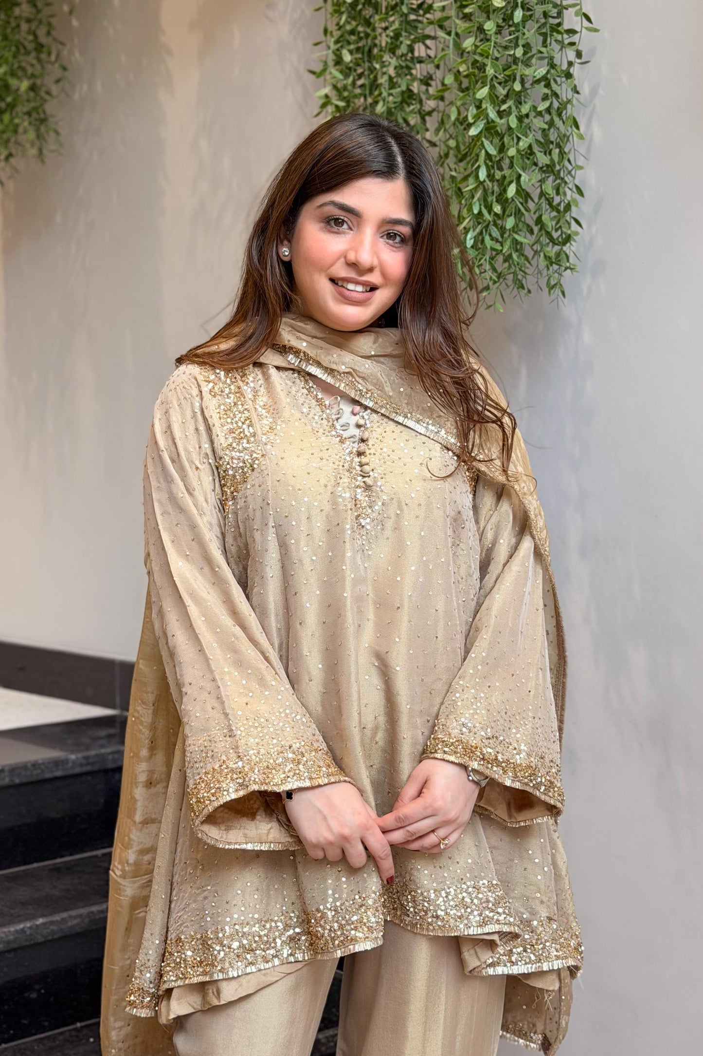 Meheja Hand Embroidered Short Anarkali Set