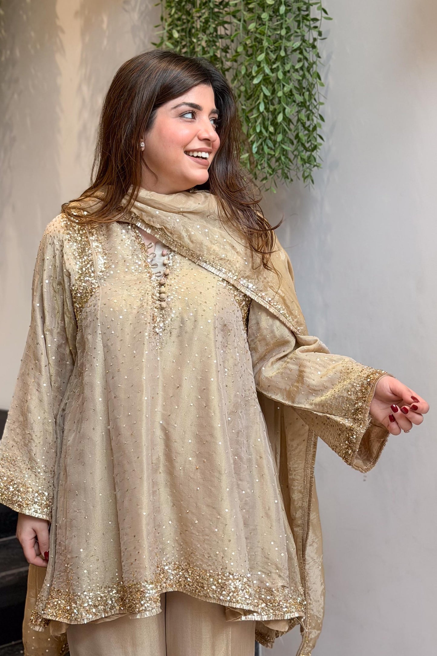 Meheja Hand Embroidered Short Anarkali Set