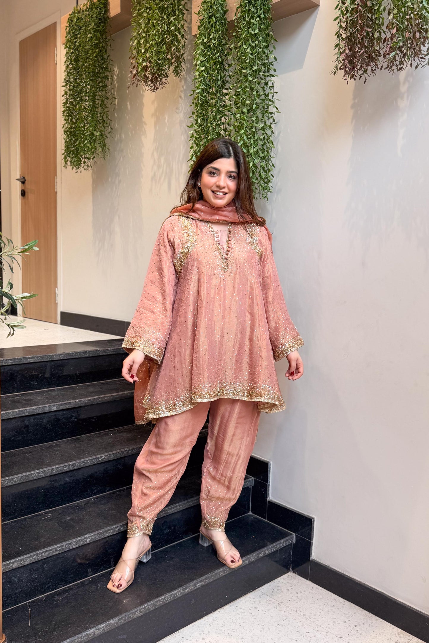 Meheja Hand Embroidered Short Anarkali Set