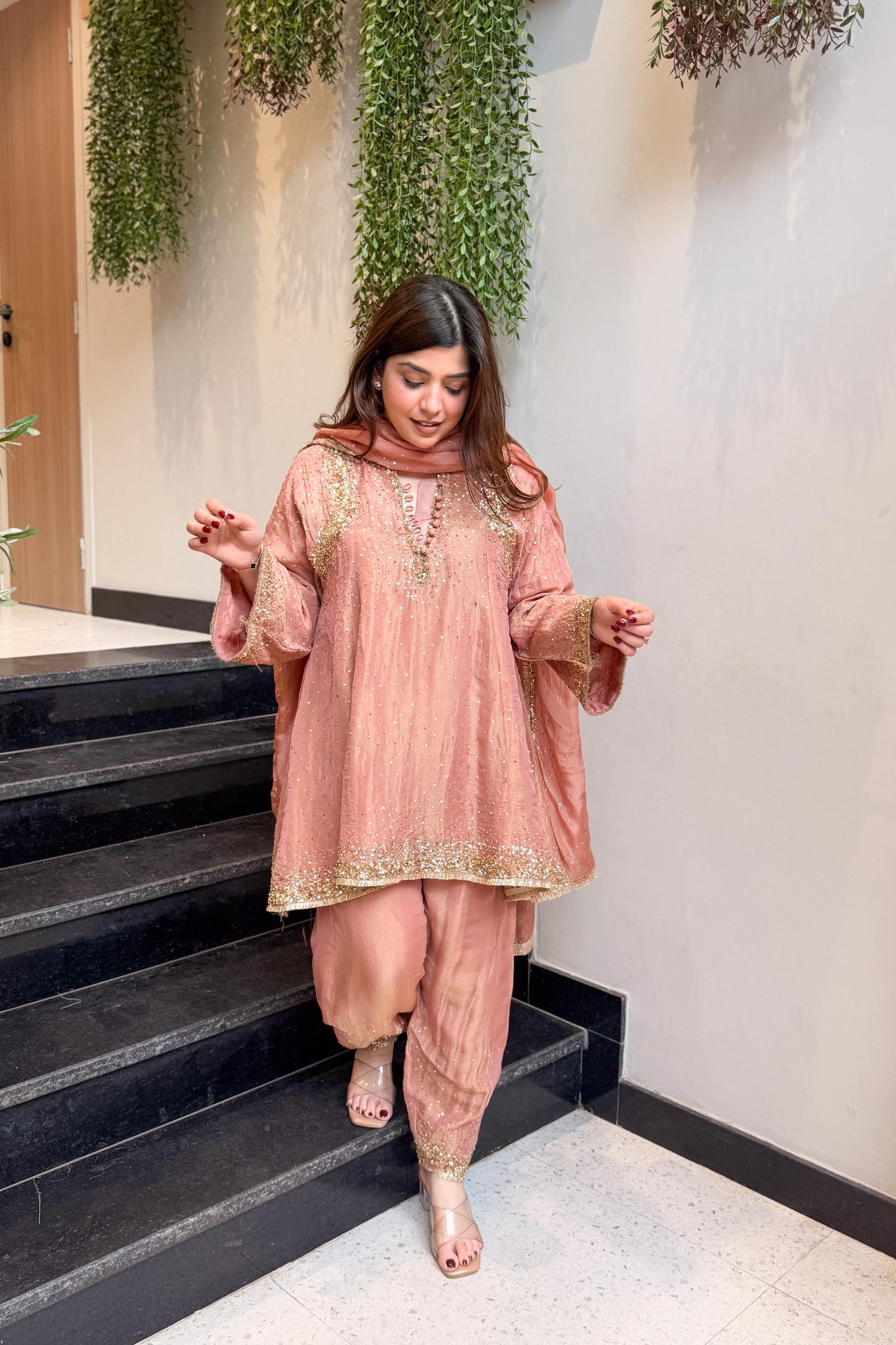 Meheja Hand Embroidered Short Anarkali Set