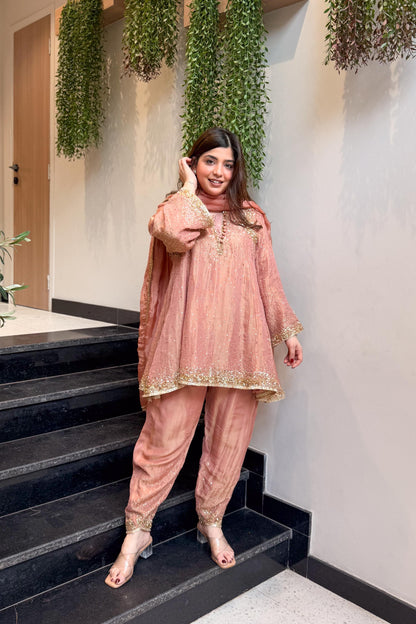 Meheja Hand Embroidered Short Anarkali Set