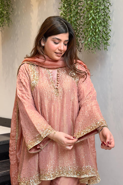 Meheja Hand Embroidered Short Anarkali Set