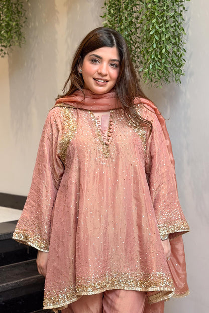 Meheja Hand Embroidered Short Anarkali Set