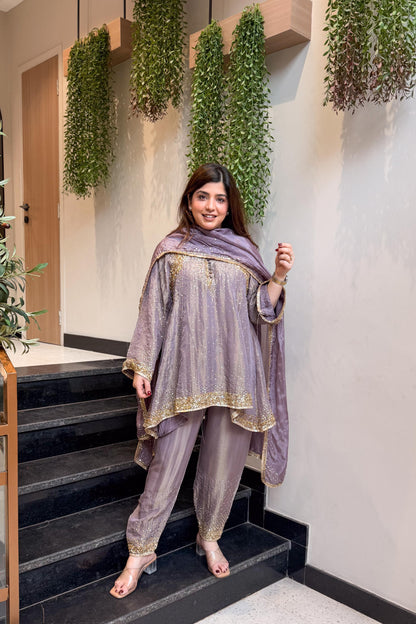 Meheja Hand Embroidered Short Anarkali Set