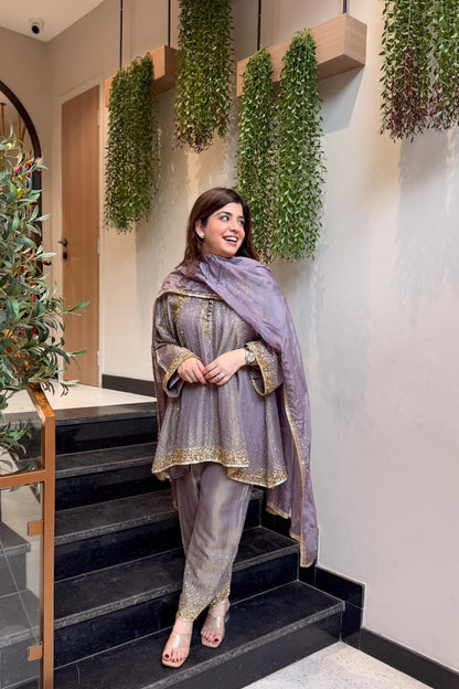 Meheja Hand Embroidered Short Anarkali Set