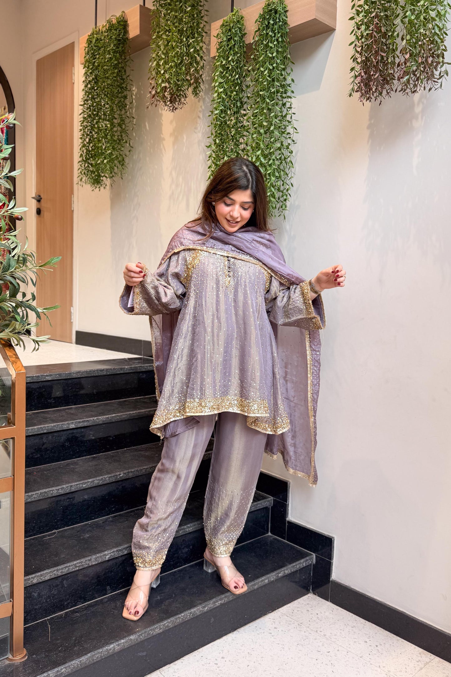 Meheja Hand Embroidered Short Anarkali Set