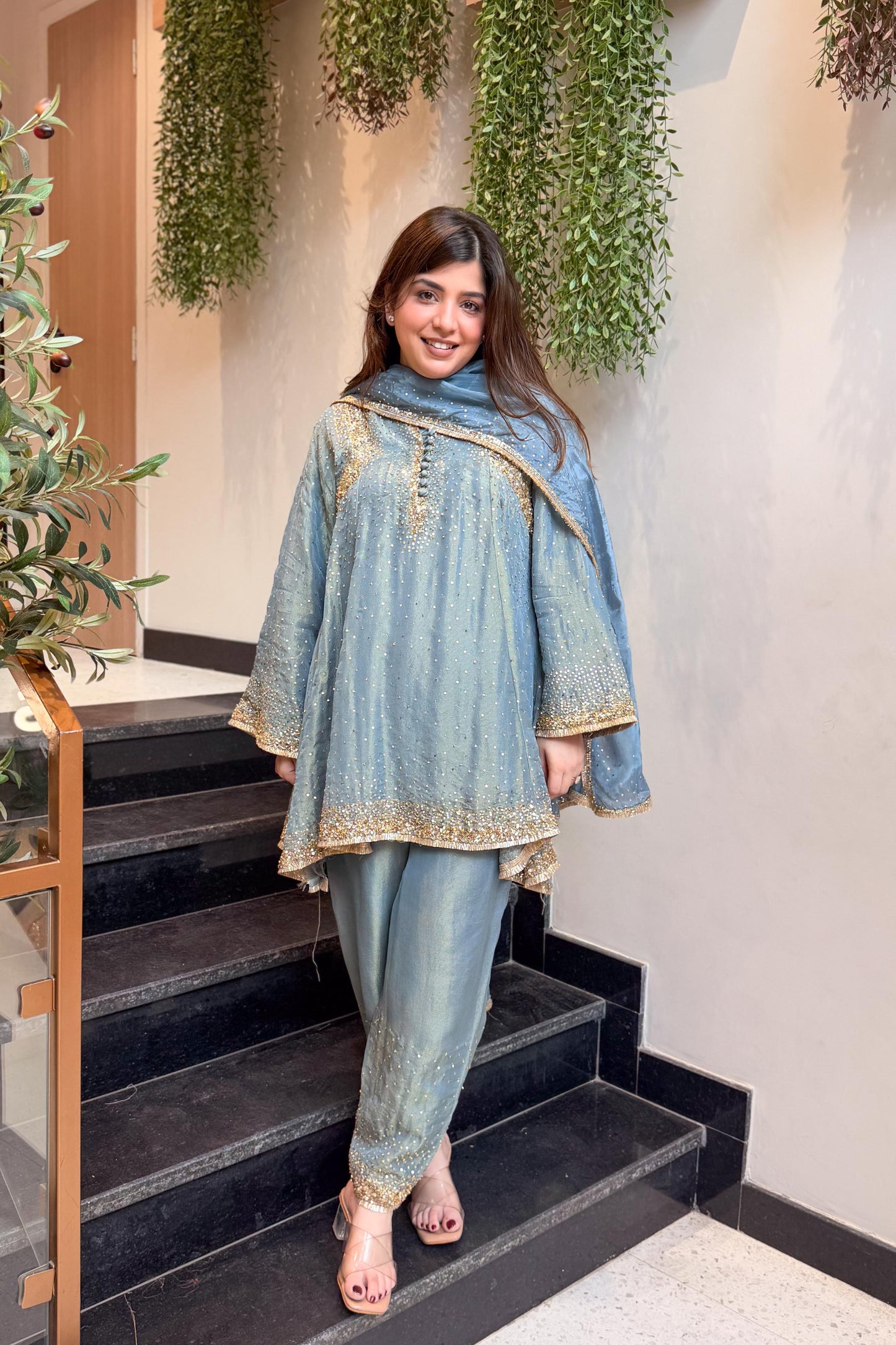 Meheja Hand Embroidered Short Anarkali Set