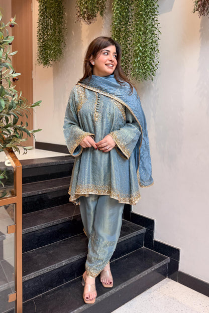Meheja Hand Embroidered Short Anarkali Set