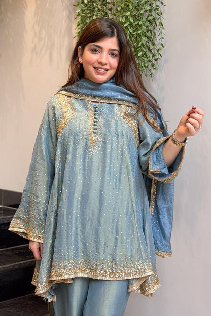 Meheja Hand Embroidered Short Anarkali Set