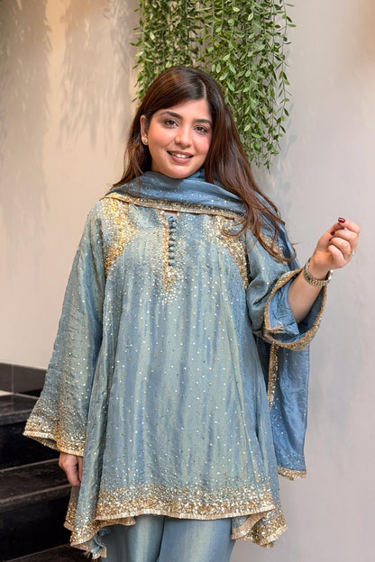 Meheja Hand Embroidered Short Anarkali Set