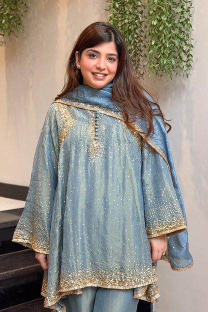 Meheja Hand Embroidered Short Anarkali Set