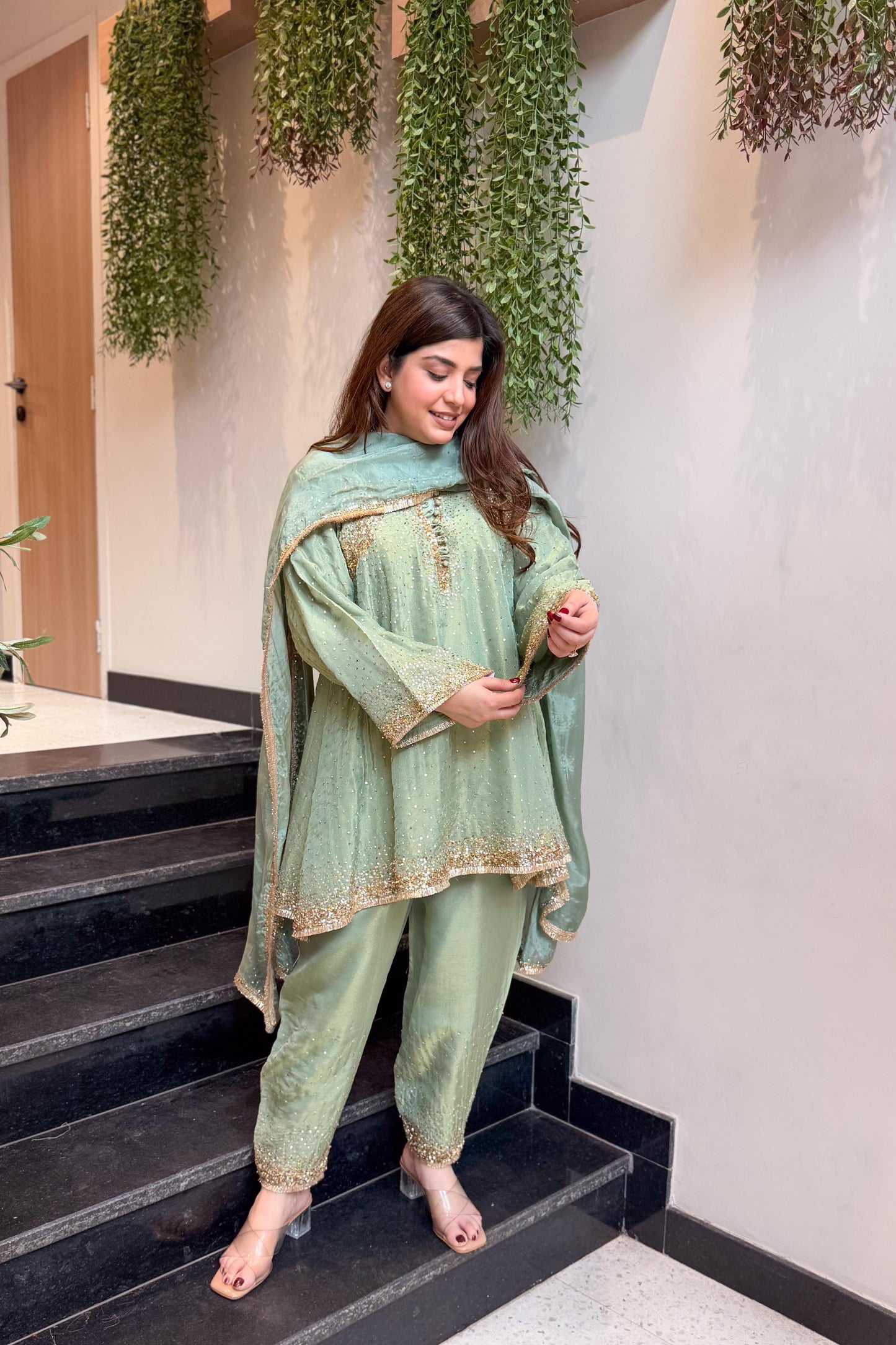 Meheja Hand Embroidered Short Anarkali Set
