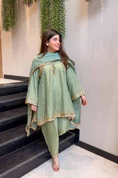Meheja Hand Embroidered Short Anarkali Set