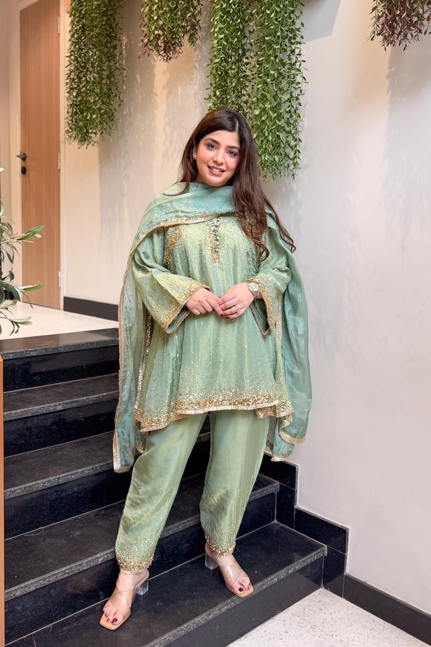 Meheja Hand Embroidered Short Anarkali Set