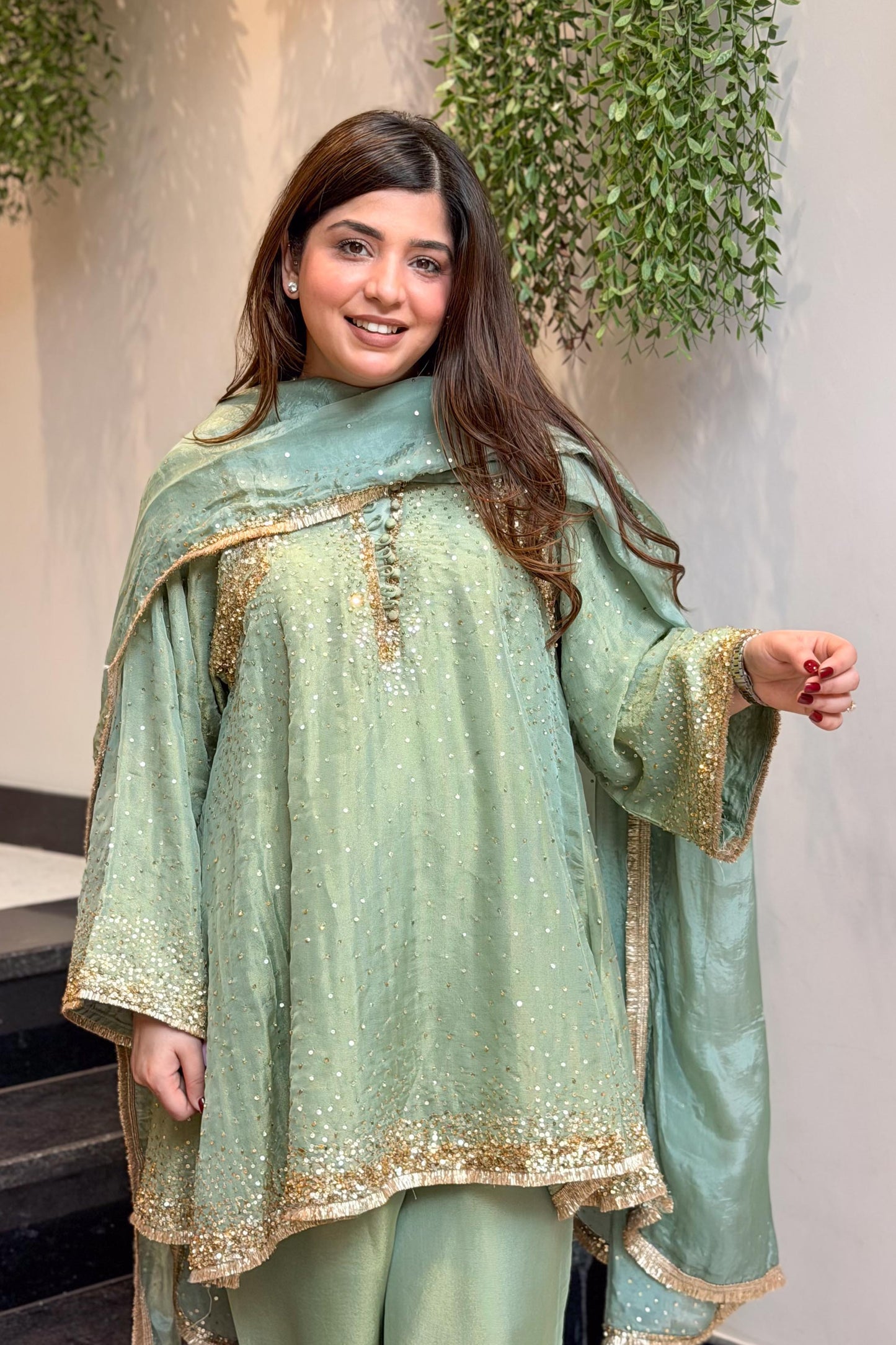 Meheja Hand Embroidered Short Anarkali Set