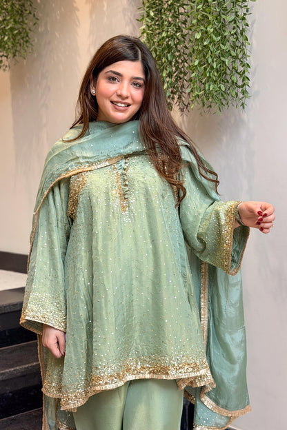 Meheja Hand Embroidered Short Anarkali Set