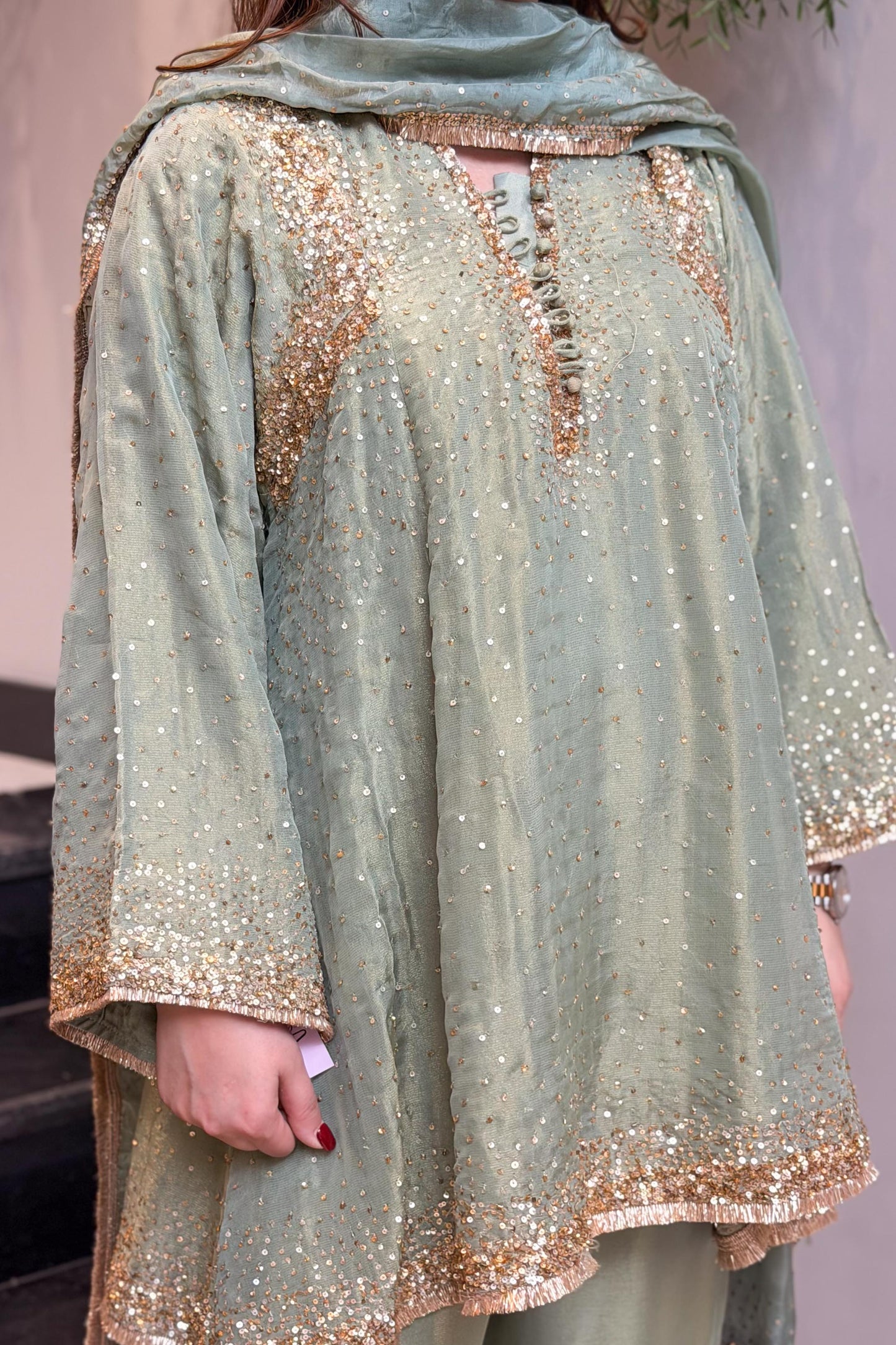 Meheja Hand Embroidered Short Anarkali Set