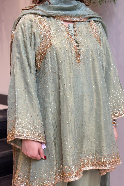 Meheja Hand Embroidered Short Anarkali Set