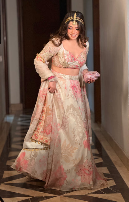 Gulnar Floral Embroidered Voluminous Lehenga