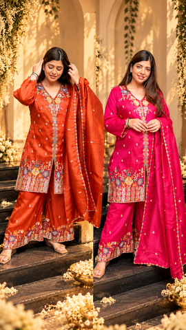 Drisha Floral Embroidered Suit Set