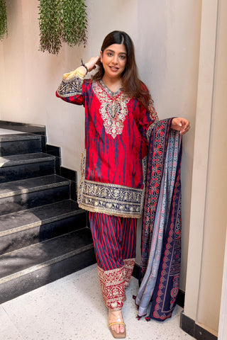 Sajida Printed & Embroidered Suit Set