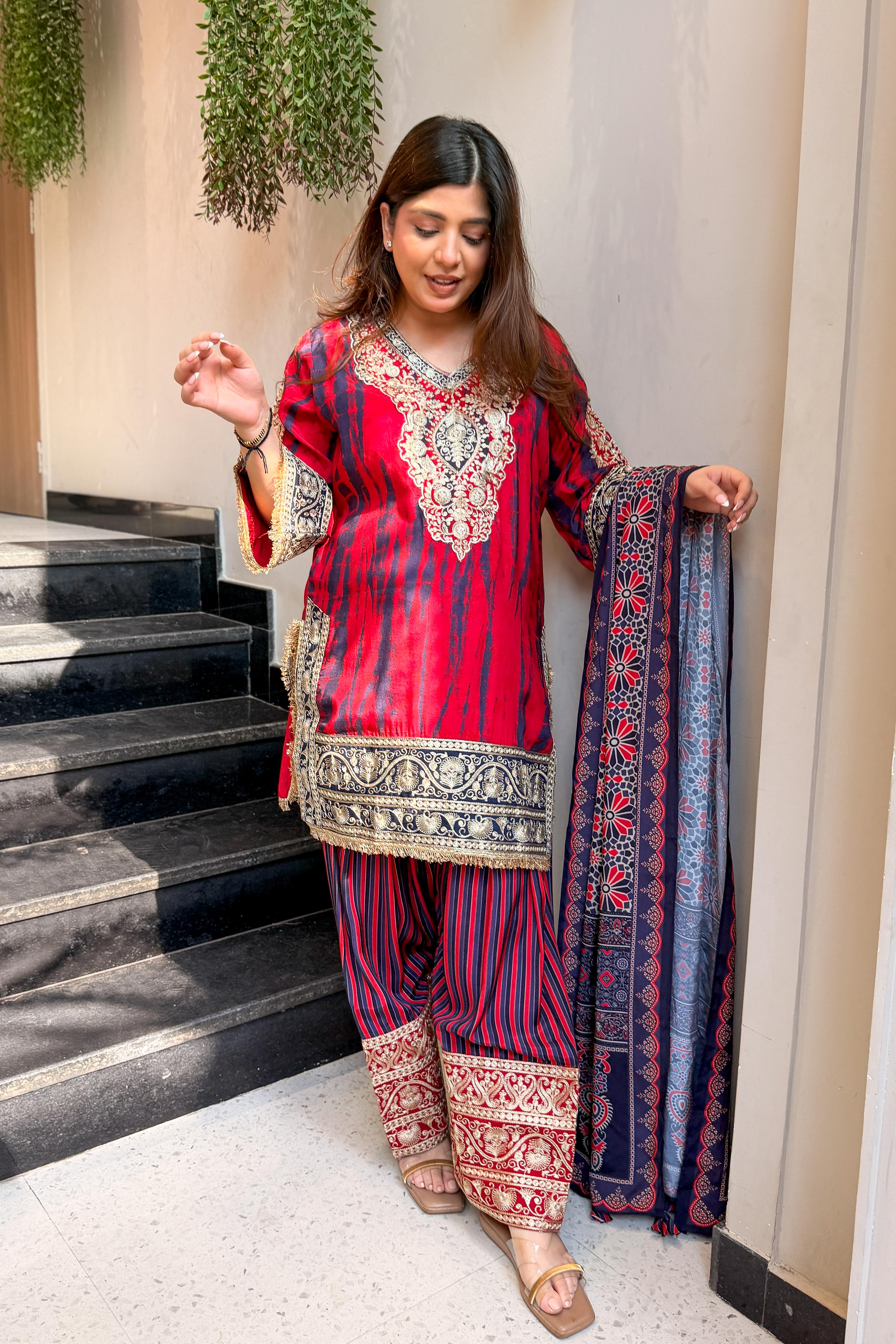 Sajida Printed & Embroidered Suit Set