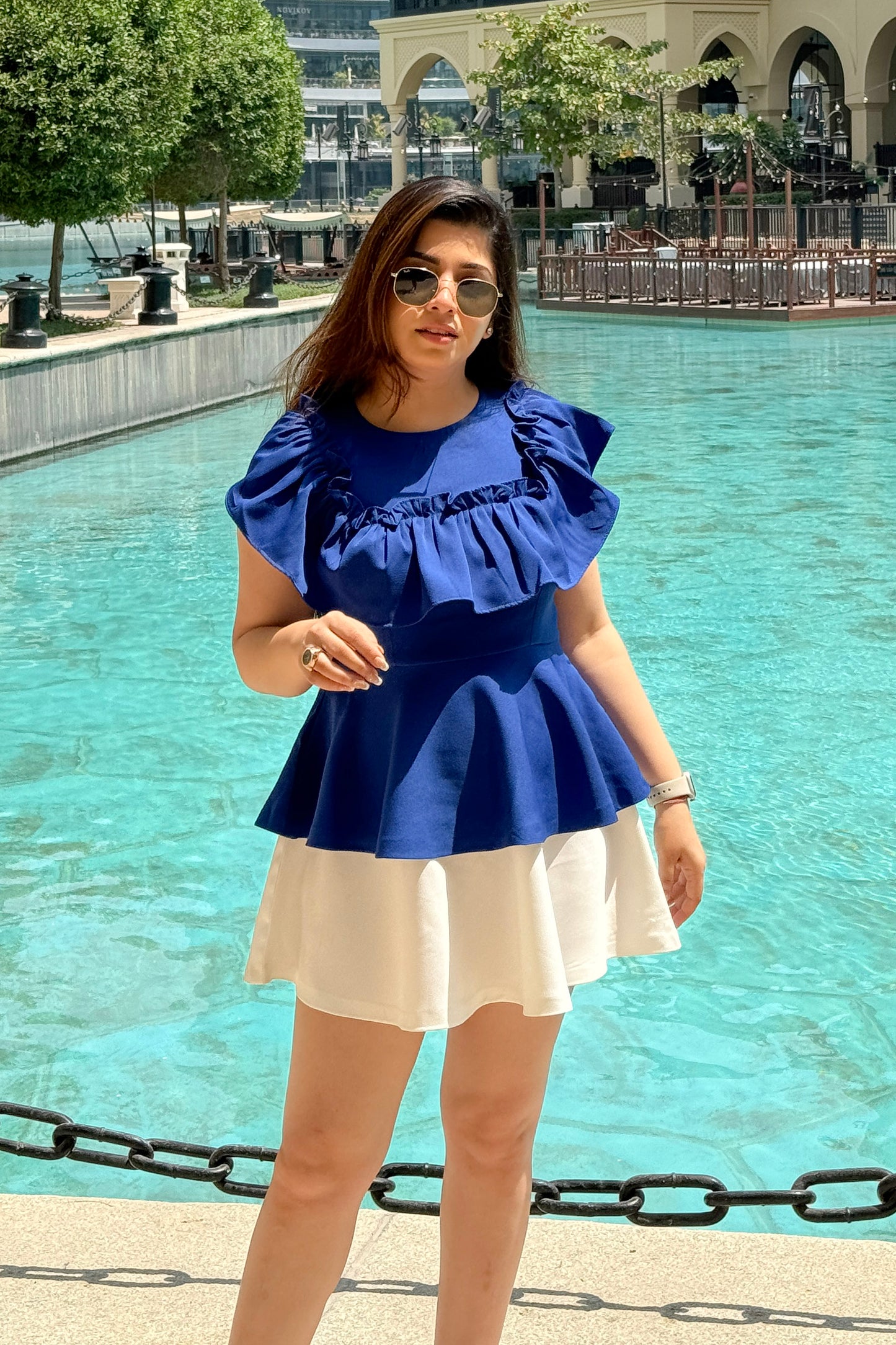 Rose Electric Blue Frill Dress